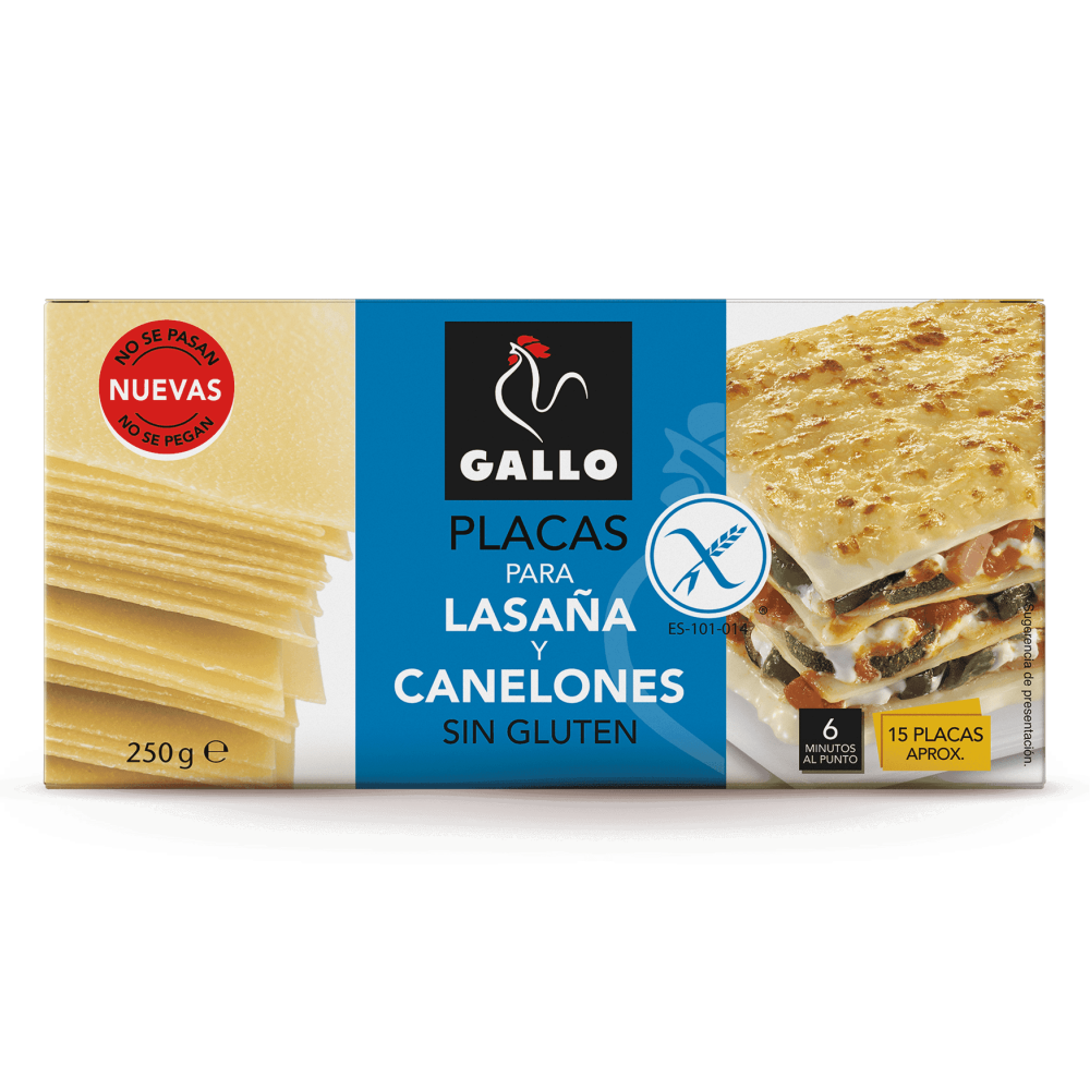 Placas para Lasaña y Canelones Gallo, 250gr.